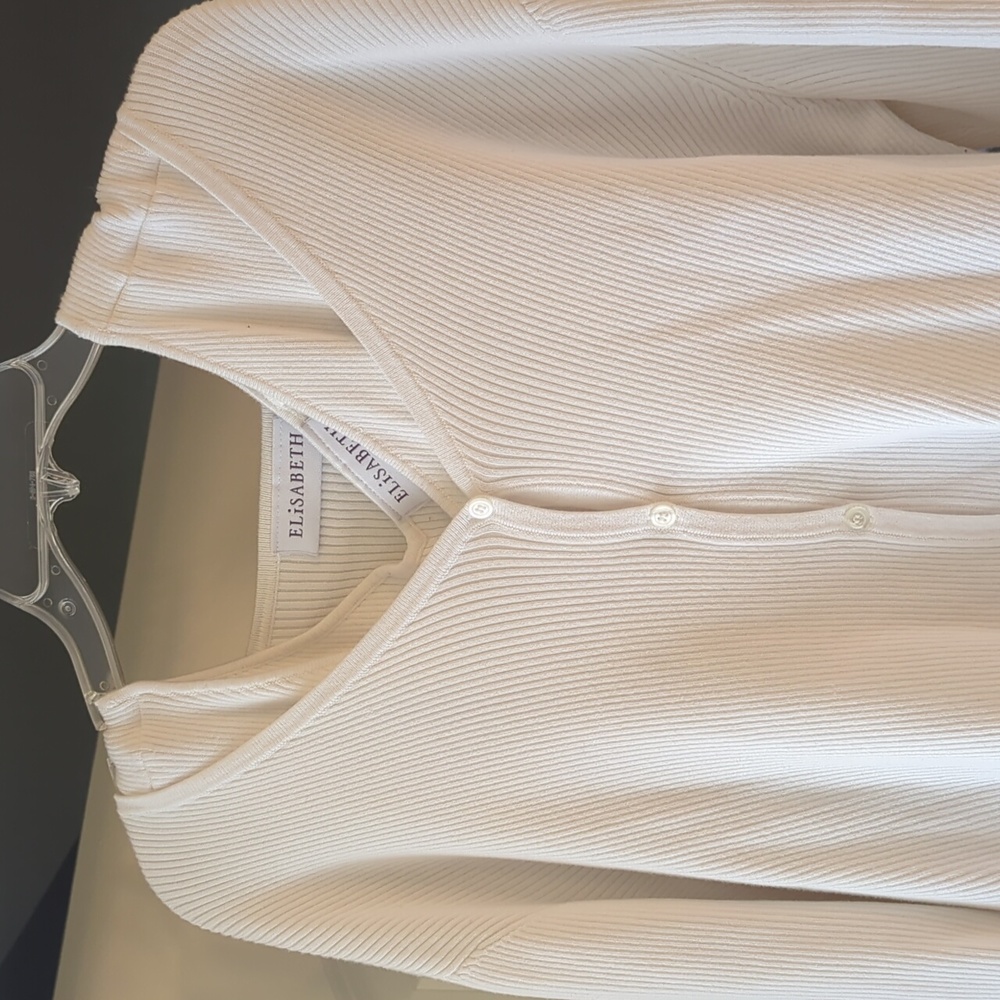 White Ribbed Tank and Cardigan, 3x Elizabeth